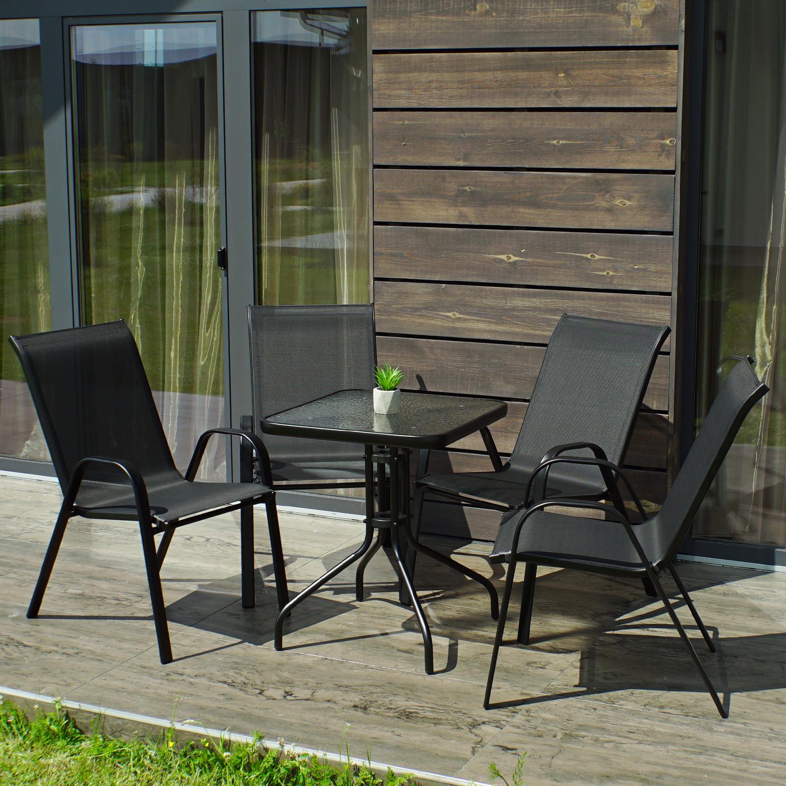 Комплект садових меблів 4Points Grado-4 з квадратним столом та чотирма стільцями Чорний - фото 2