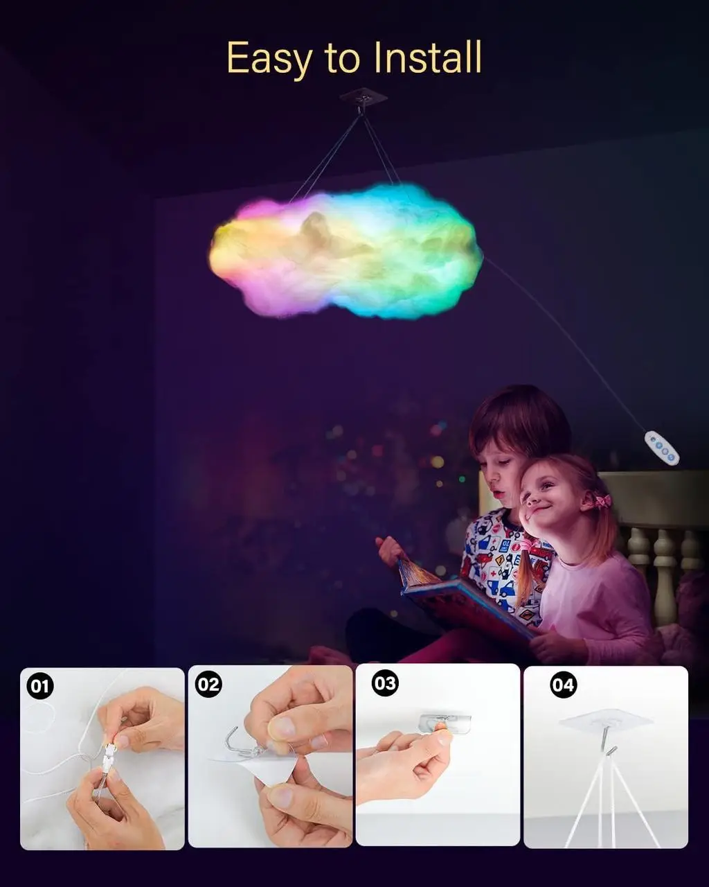 Світлодіодна стрічка Хмара Bluetooth 3D RGB з пультом (22293415) - фото 9