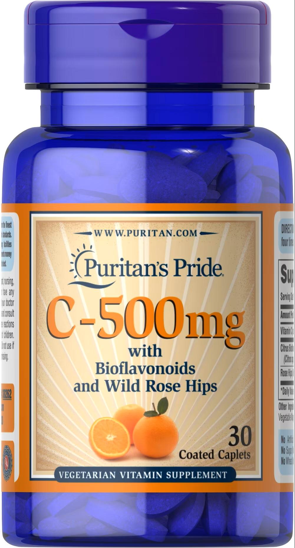 Витамин C Puritan's Pride Vitamin C 500 mg with Citrus Bioflavonoids and Rose Hips 30 капс.
