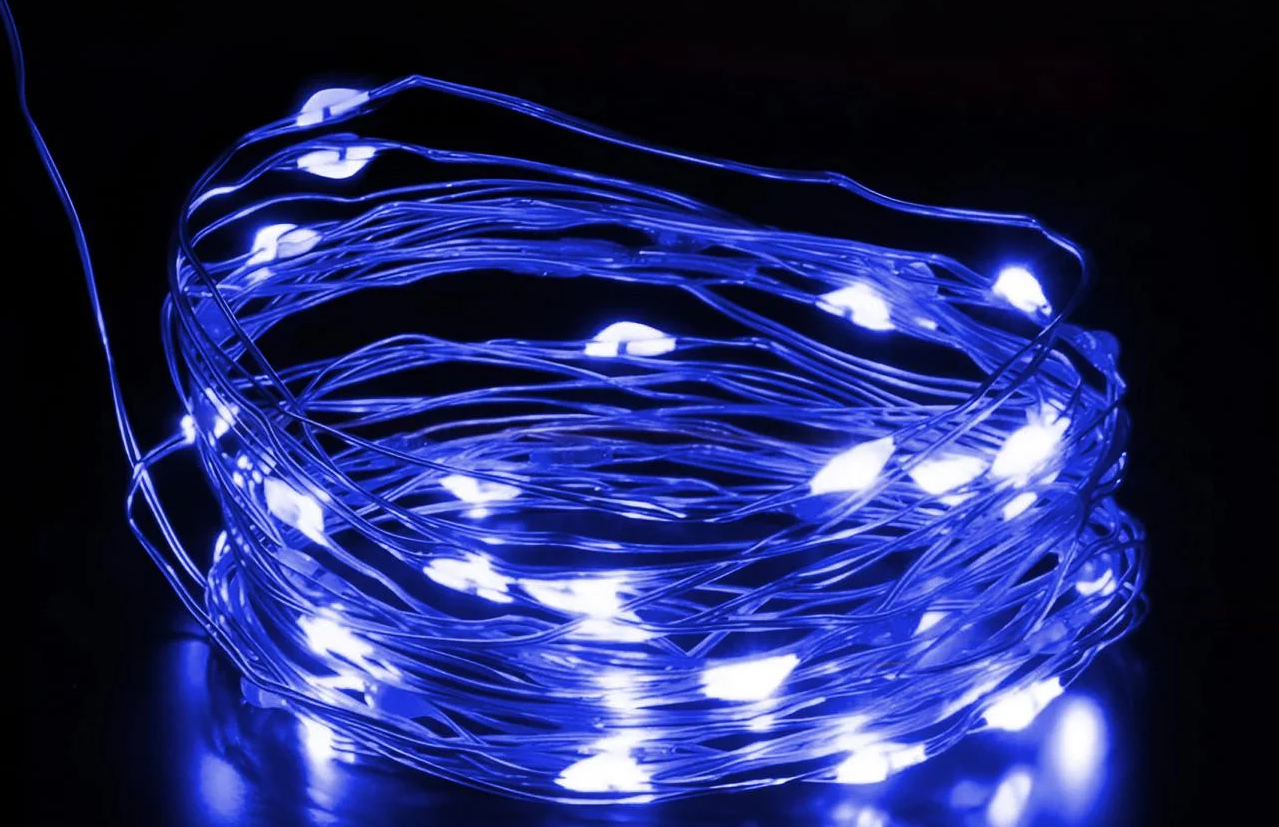 Гирлянда-роса Капля на пульте на 2000 LED светодиодов зеленый провод 200 м Синий (5337)