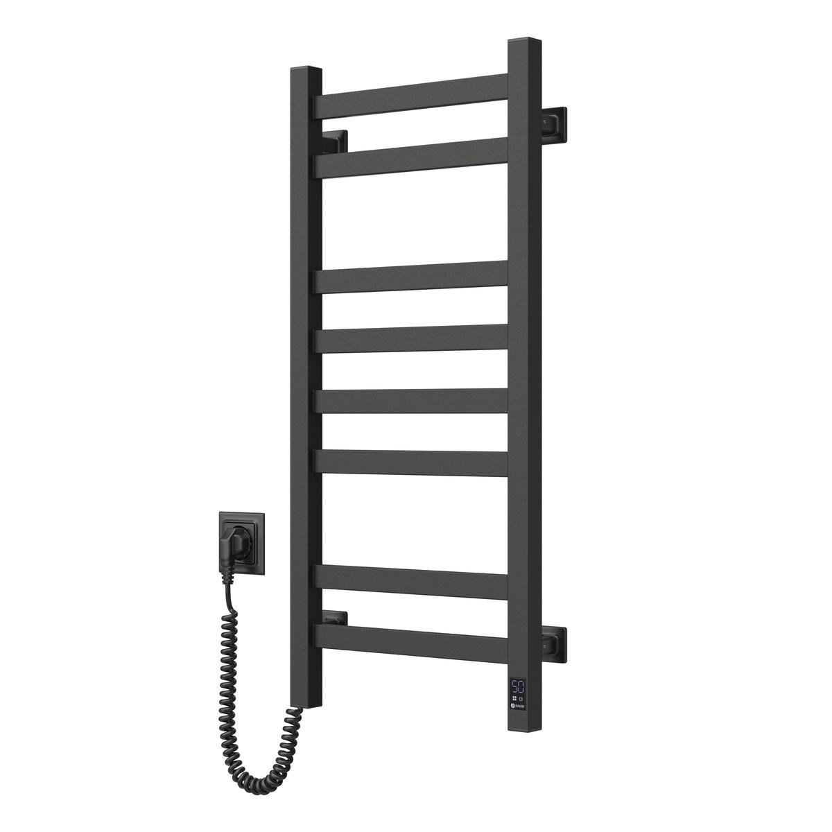 Полотенцесушитель электрический NAVIN Авангард Sensor с таймером/шнур слева из углеродистой стали 360х800 мм Черный муар (727)