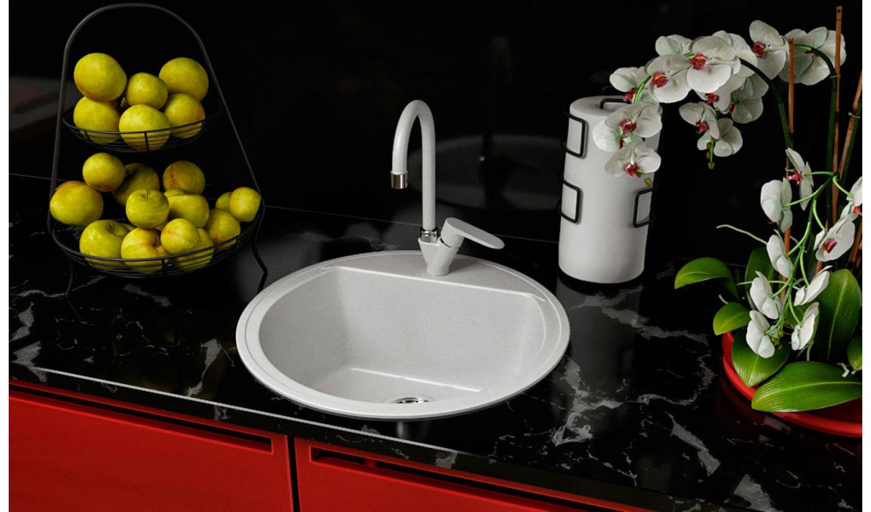 Гранітна кухонна мийка Lexona Ella Білий - фото 2 Гранітна кухонна мийка Lexona Ella Білий - фото 2