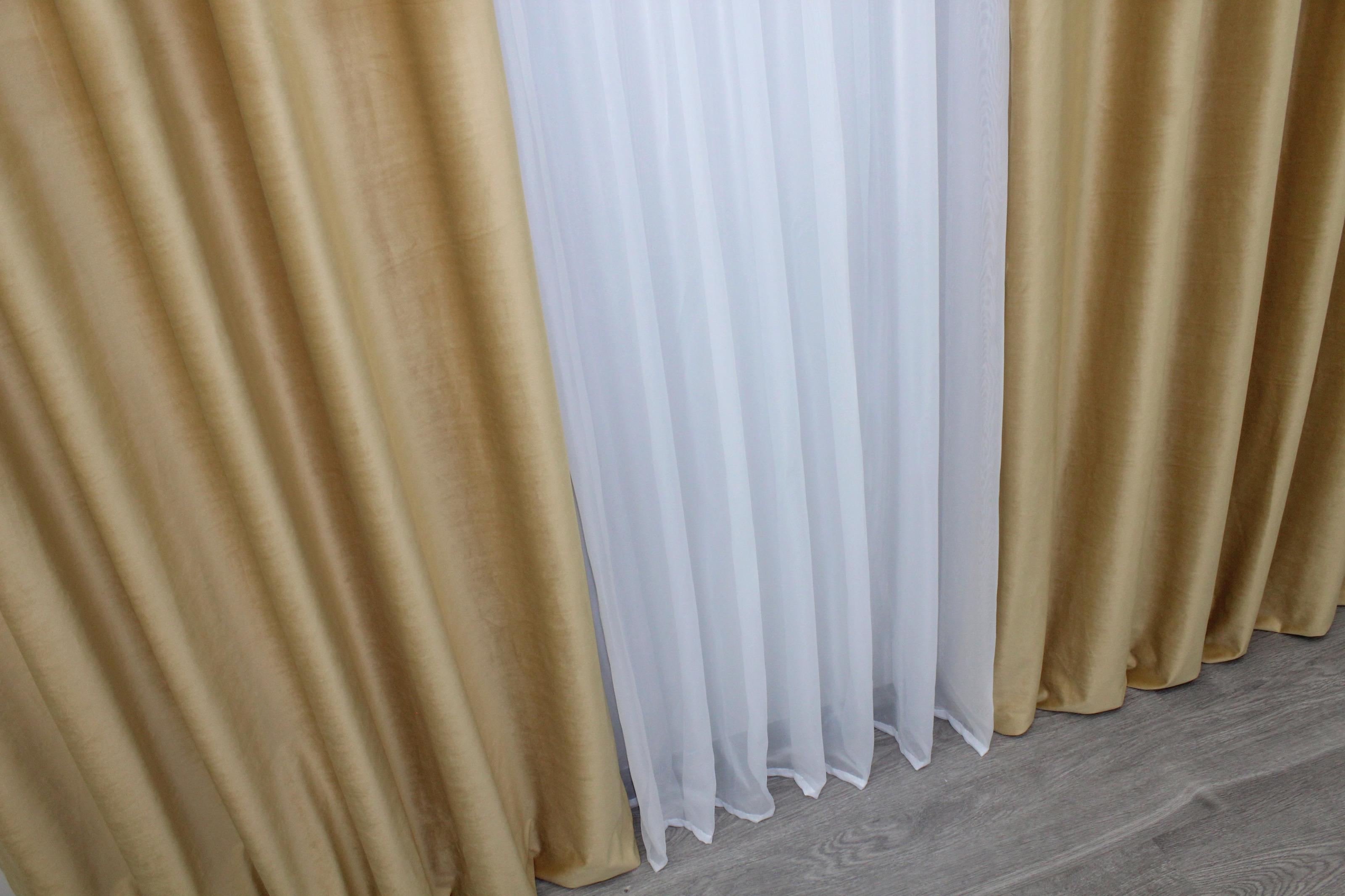 Комплект штор VR-Textil № 1038ш бархат 150х295 см 2 шт. Золотистый (30-851) - фото 6 Комплект штор VR-Textil № 1038ш бархат 150х295 см 2 шт. Золотистый (30-851) - фото 6