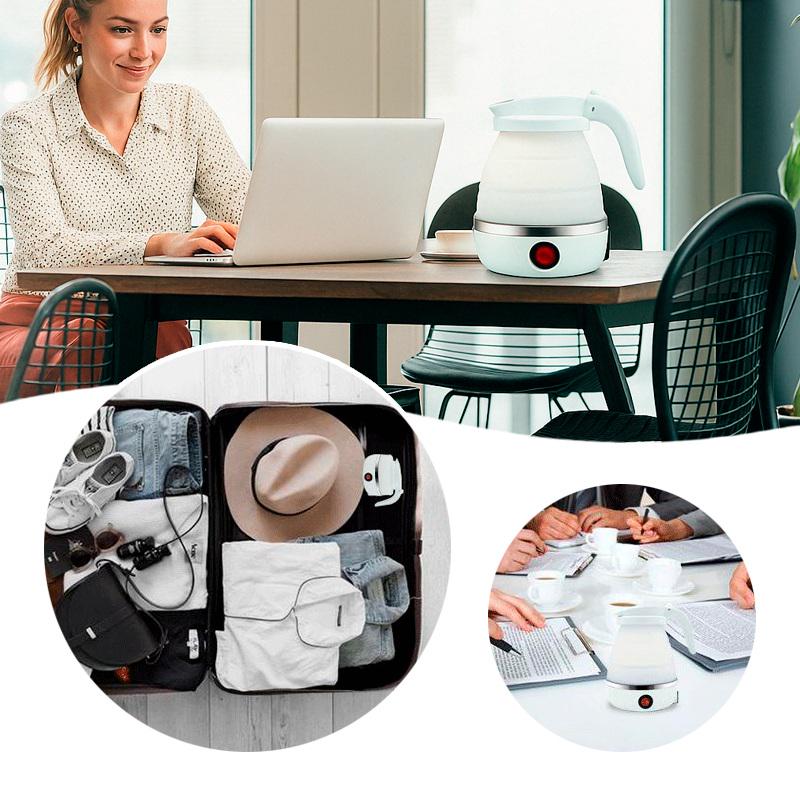 Электрочайник складной силиконовый Electric Kettle White - фото 9