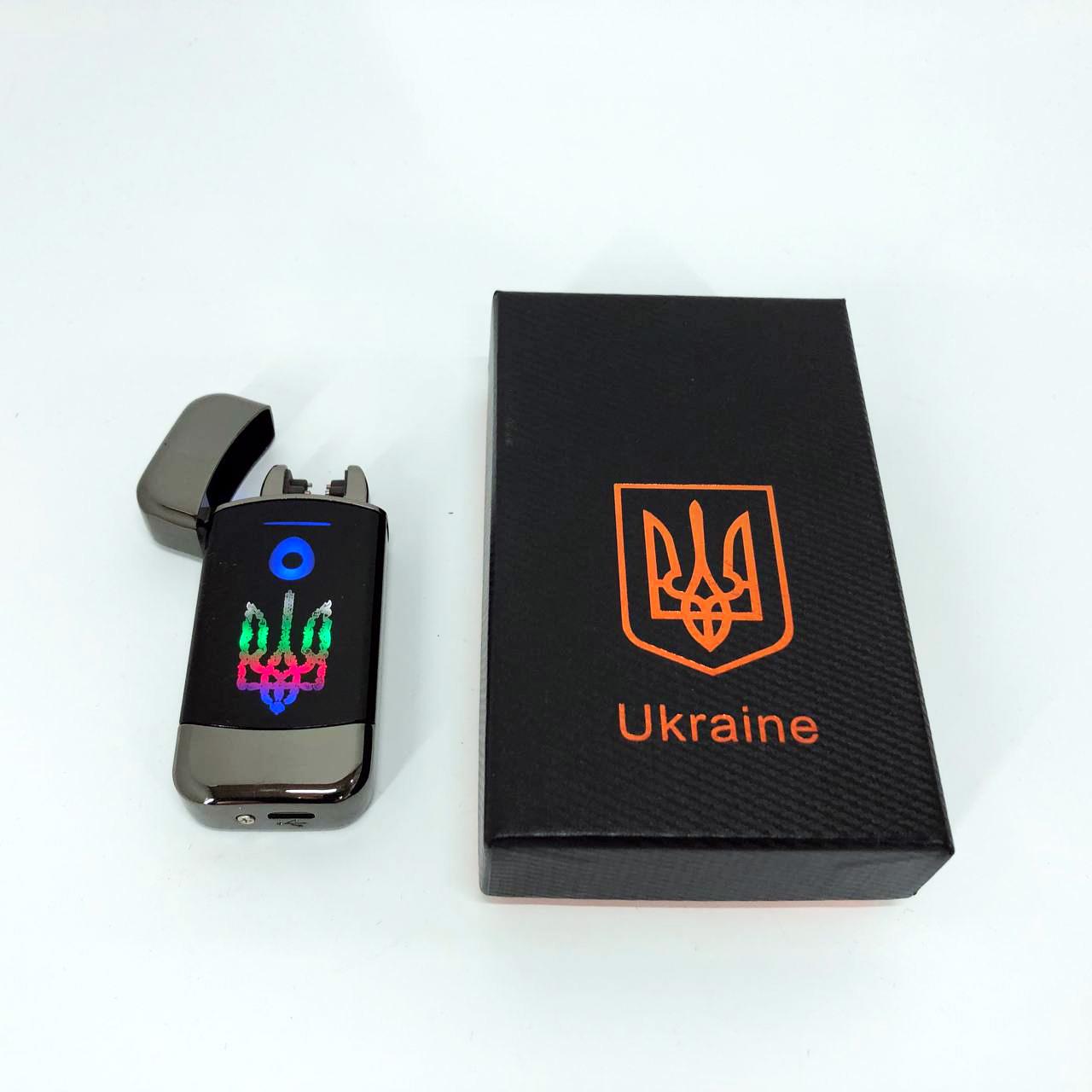 Зажигалка дуговая электроимпульсная зажигалка с USB-зарядкой Украина Lighter с зарядкой Черный (HL-439) - фото 4