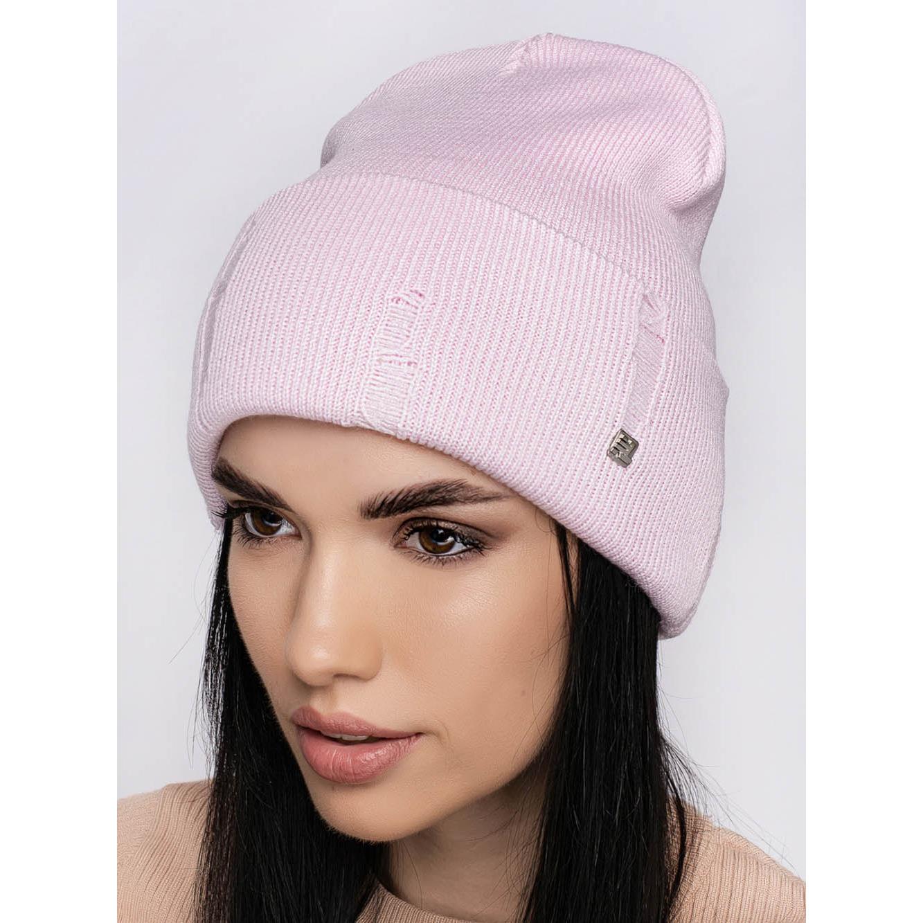 Шапка женская двойная шерстяная Leks Дранка one size Лотос