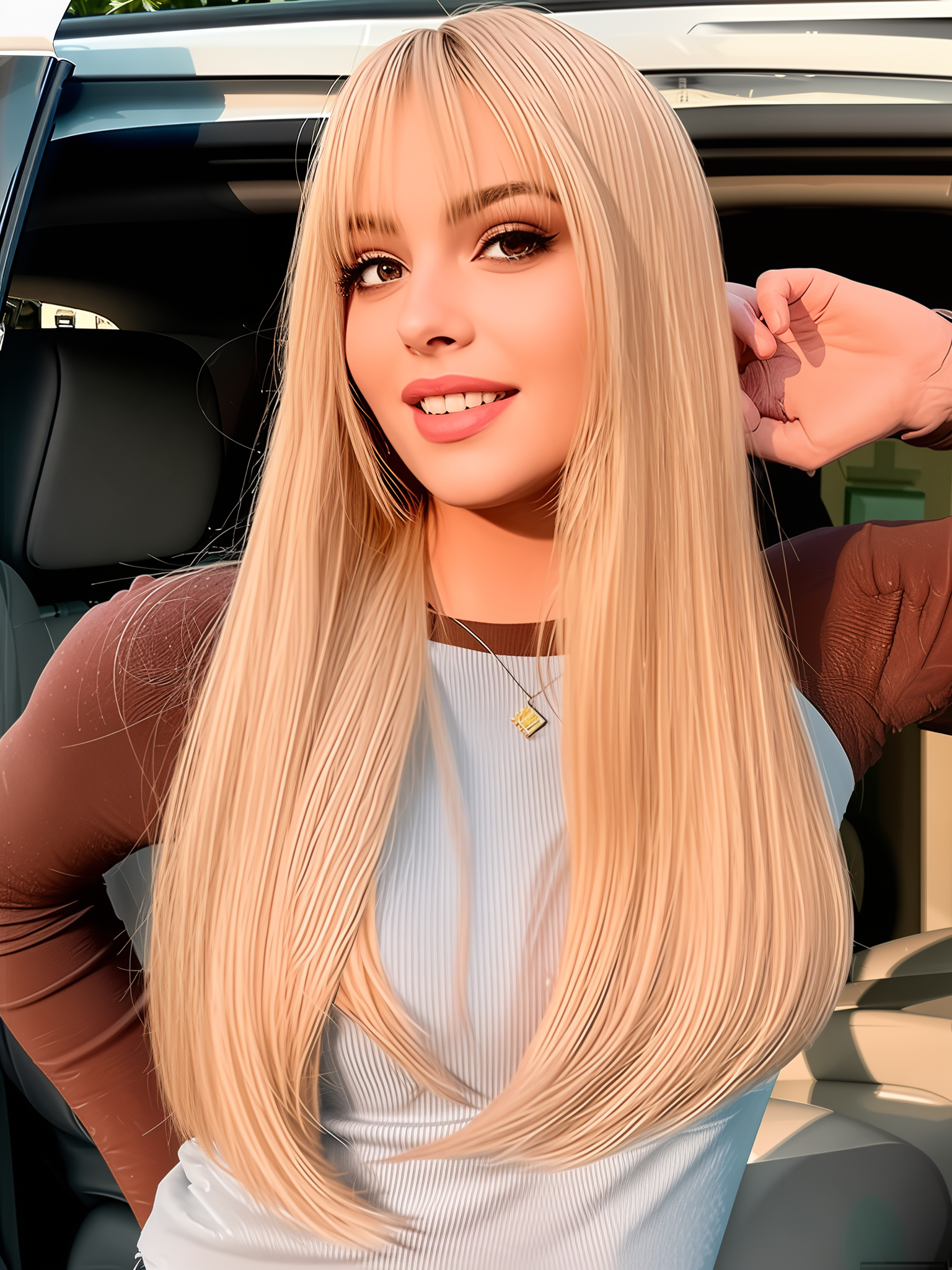 Перука рівне аніме з довгою чубкою Пшеничний блонд 70 см (T0000495-8)