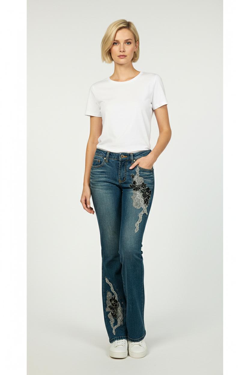 Джинсы женские Tantra S-1470 винтажные р. 48 Синий (17852174) - фото 3