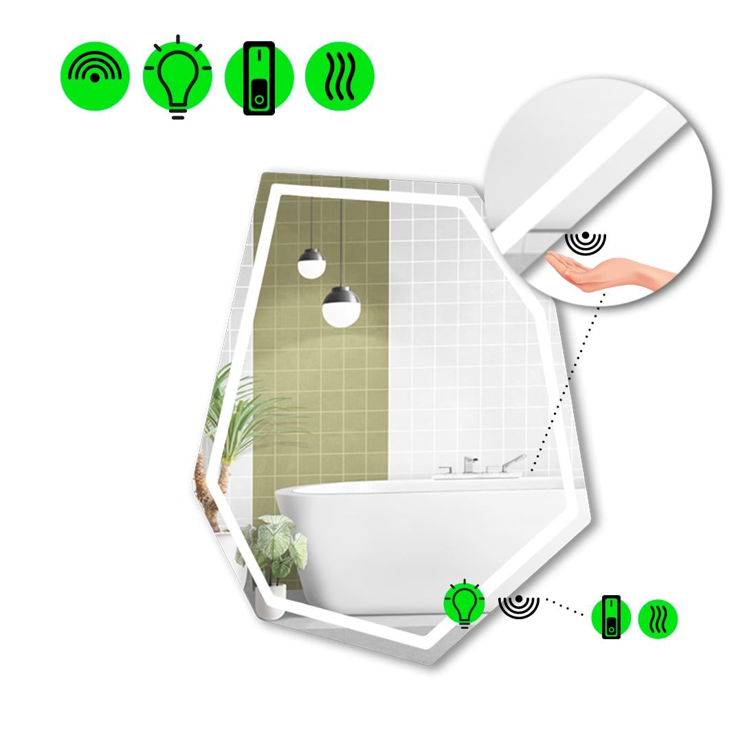 Зеркало с LED подсветкой Montagna 1 с ИК включателем и подогревом 100x75 см (8738229)