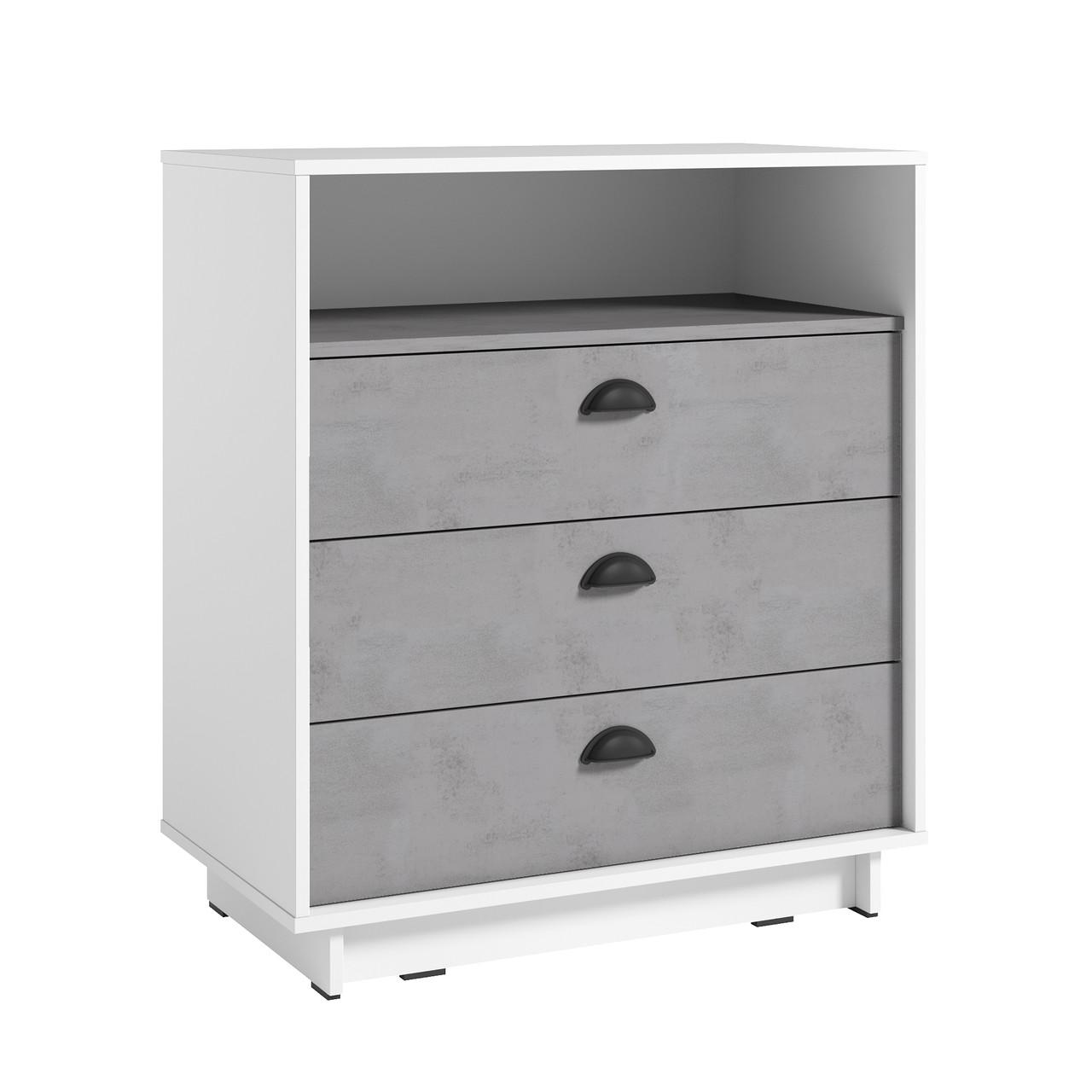 Комод с шухлядами Moreli K-0001 800x900x450 Белый/Бетон тефра (mo-K0001-white-tefrabeton)
