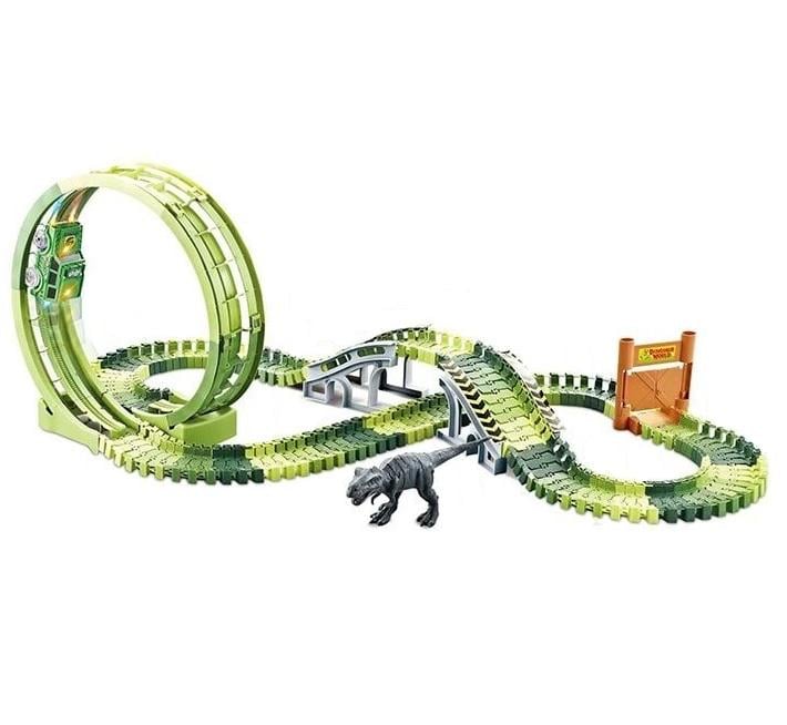 Трек автомобильный RC Toys 2 фигурки динозавров 144 детали Green (154061)