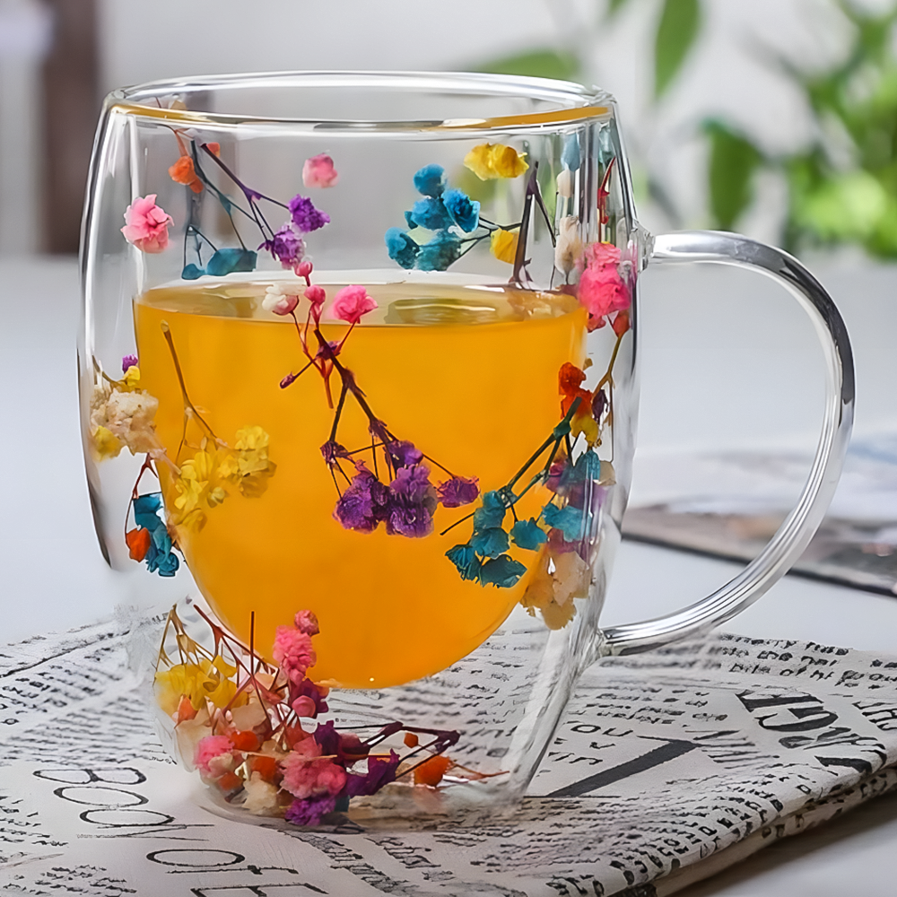 Чашка стеклянная с двойным дном и сушеницами 350 мл (37-118168) - фото 4