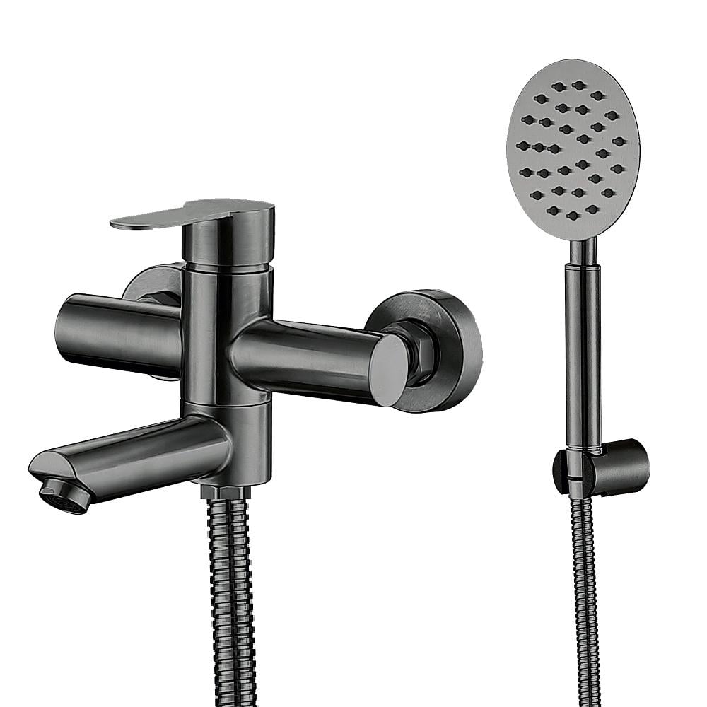 Змішувач для ванни Brinex Pure 006 з нержавіючої сталі з коротким поворотним виливом з душовим гарнітуром Graphite