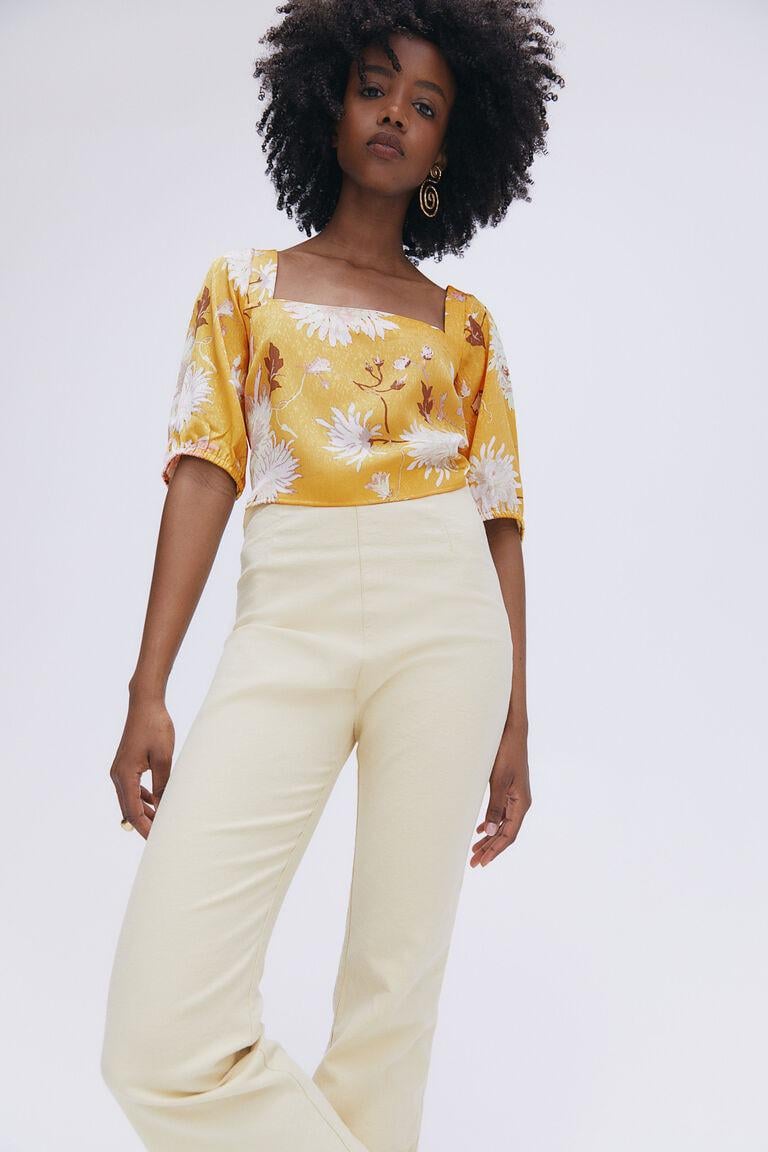 Топ H&M 991029 Квіти M Жовтий