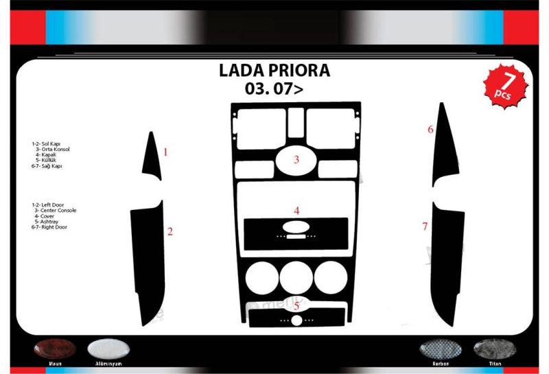 Накладки на панель Алюминий Meric для Lada Priora пластик Серый