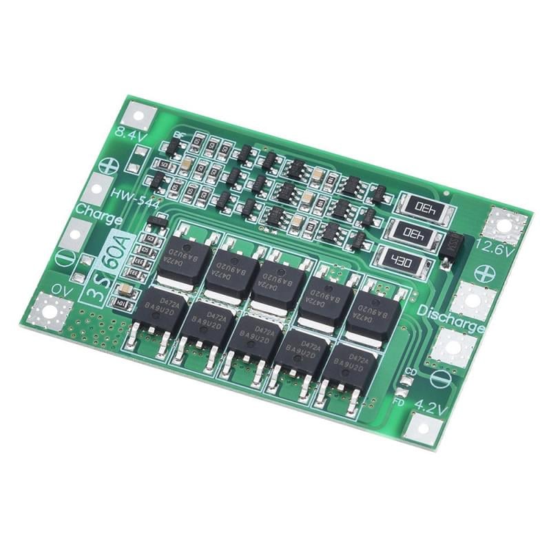 Плата захисту BMS 3S 60A 11,1/12,6V для Li-Ion акумуляторів з балансуванням Плата захисту BMS 3S 60A 11,1/12,6V для Li-Ion акумуляторів з балансуванням