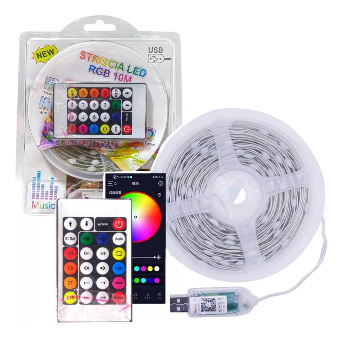 Светодиодная лента-гирлянда RGB USB питание с приложением и пультом управления 10 м Белый (66544) - фото 2