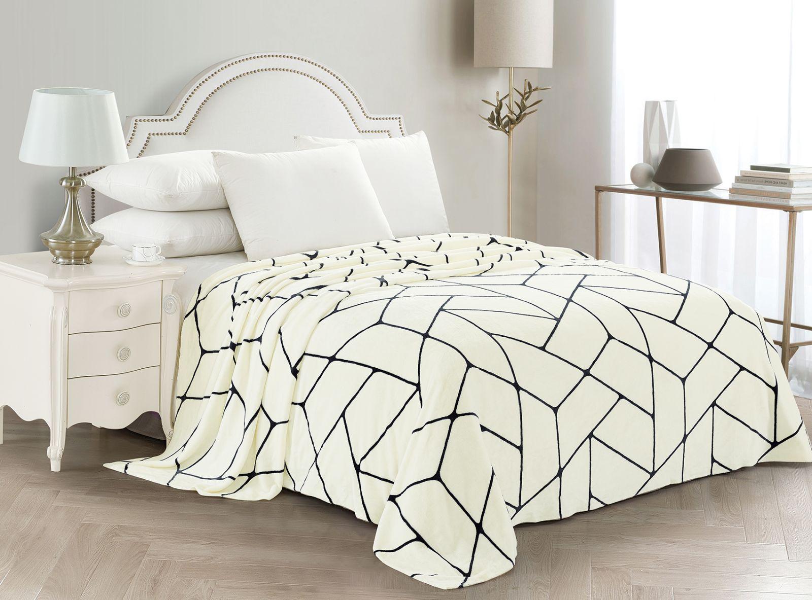 Плед из микрофибры Велсофт Геометрический узор 200х220 см Белый (15027104)