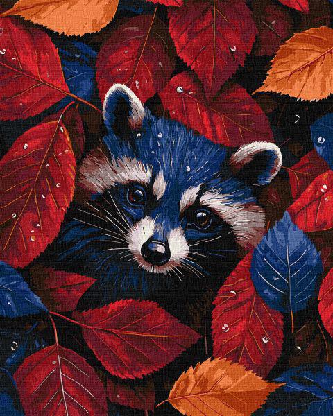 Картина за номерами Ideyka Осінній єнот 40x50 см (Id-KHO6697)