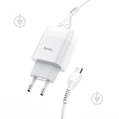 Зарядное устройство Hoco C72A Glorious (1USB, 2.1А) White (6931474713001) + кабель MicroUSB