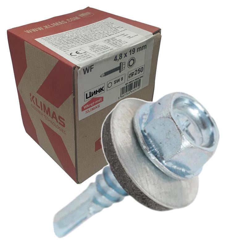 Саморез кровельный по металлу Klimas Wkret-Met RAL Zn 4,8x19 мм 250 шт.
