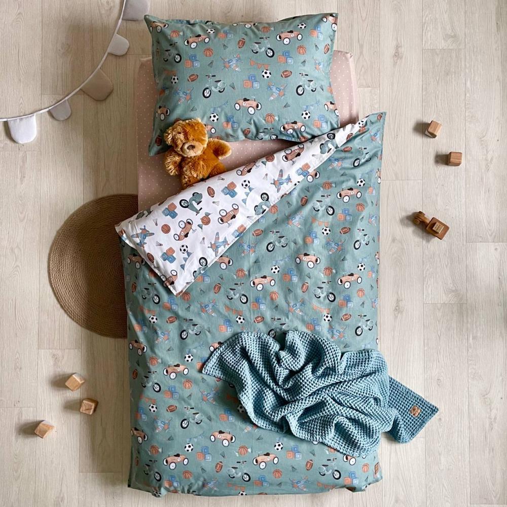 Комплект постельного белья детский Ретро-самокаты поплин Зеленый (0610597)