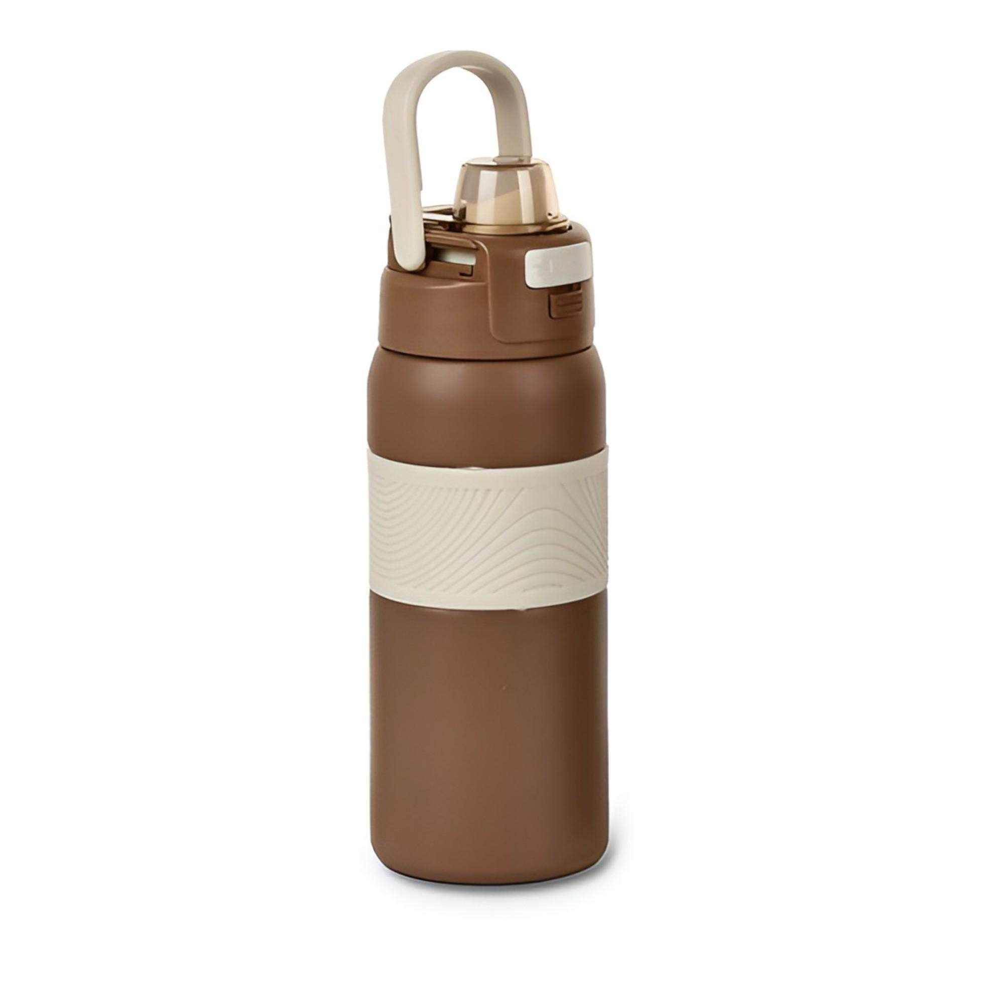 Термос Push R32696 нержавеющая сталь и пластик 600 мл Бежевый/Коричневый (8a83a282)