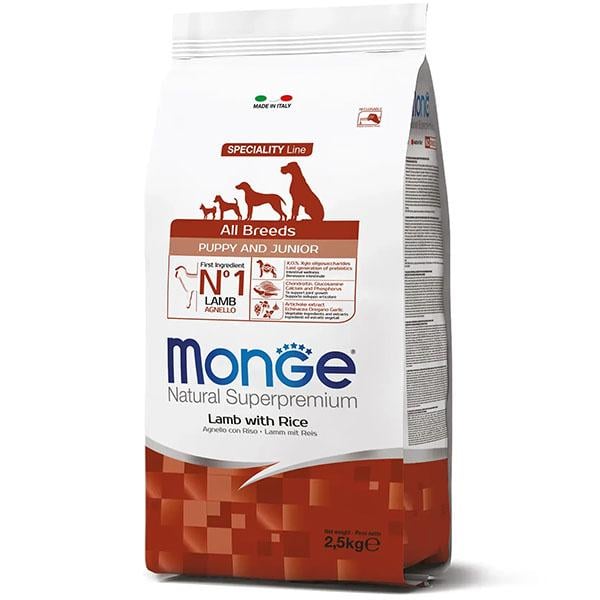 Корм для собак Monge Dog All breeds Puppy&Junior ягня з рисом 2,5 кг (27260405)