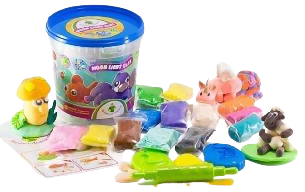 Набор воздушный пластилин Moon Light Clay Моделин 55 шт. легкий прыгающий 30 цветов 6 г в тубусе 35х10 см (70011)