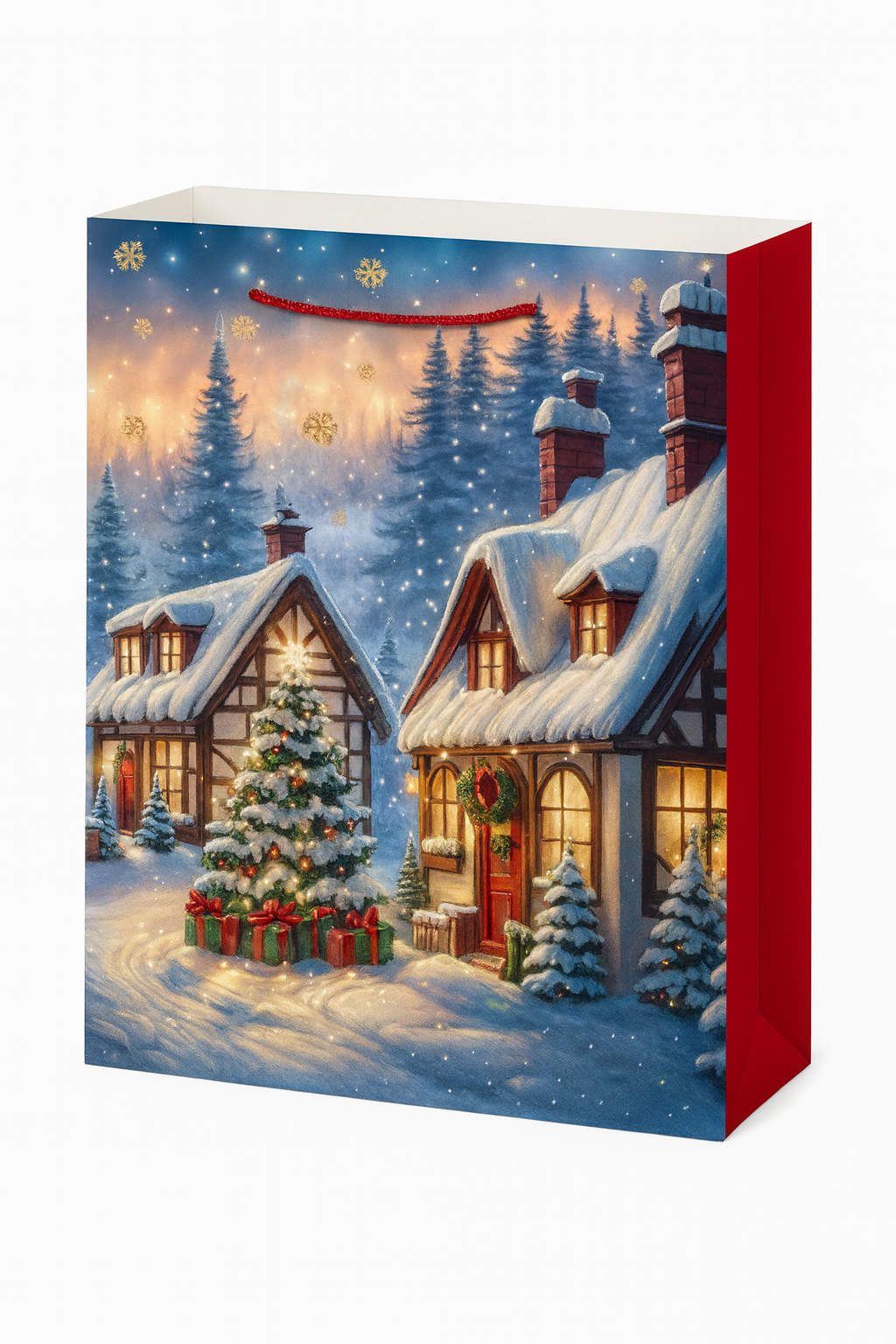 Подарунковий пакет новорічний Stenson Winter evening 3D 18х23х10 см (R96607-S)