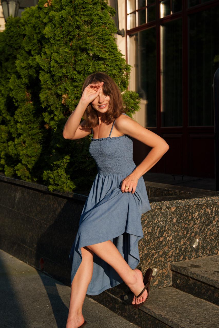 Сарафан жіночий літний Sarko Дріада жатка M/L Холодна лаванда (00015) - фото 6 Сарафан жіночий літний Sarko Дріада жатка M/L Холодна лаванда (00015) - фото 6