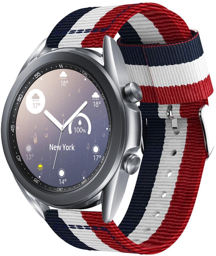 Ремешок тканевый Canvas для Galaxy Watch 3 41 мм Red/White/Blue (20533)