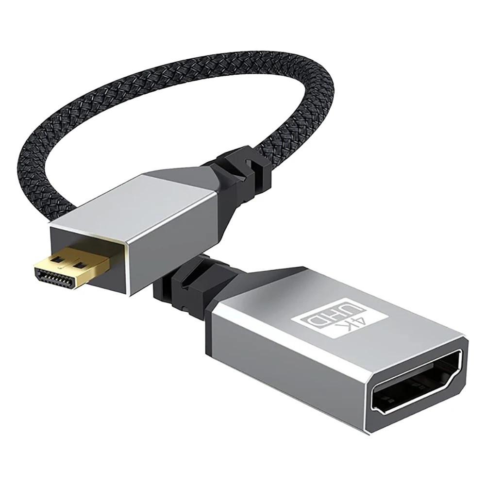 Кабель-перехідник прямий 4К 60Hz Micro HDMI-HDMI M/F 20 см