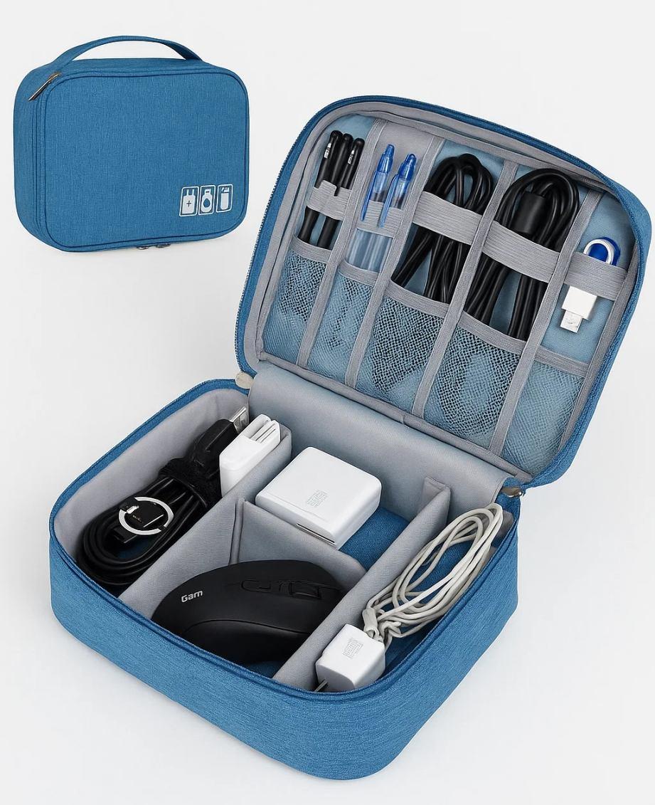 Органайзер-сумка для кабелей и аксессуаров дорожный 24х10х18 см Голубой (29044545) - фото 2