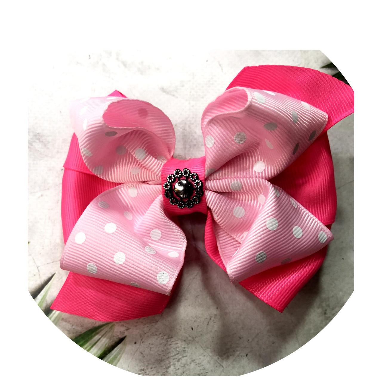 Бантик для волос детский на резинке 11 см Розовый (10355)