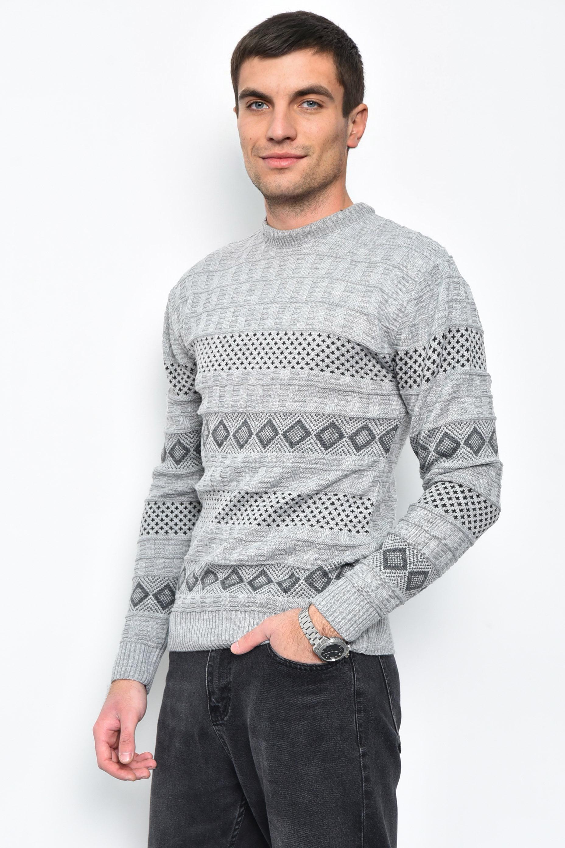 Светр чоловічий акриловий M Сірий (169919) - фото 2 Светр чоловічий акриловий M Сірий (169919) - фото 2