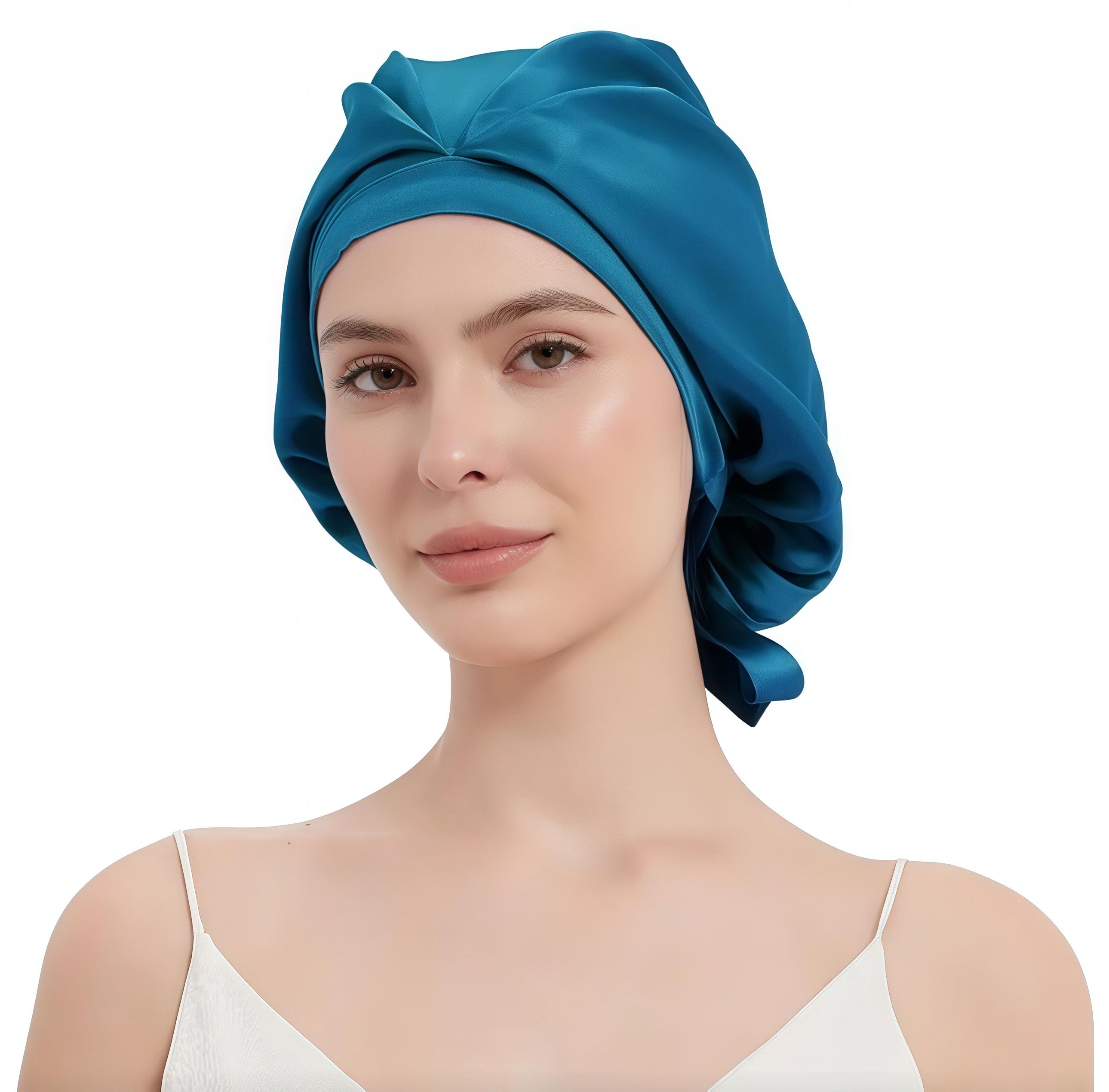 Шапочка нічна з шовку для захисту волосся під час сну Бірюзовий (2140797)