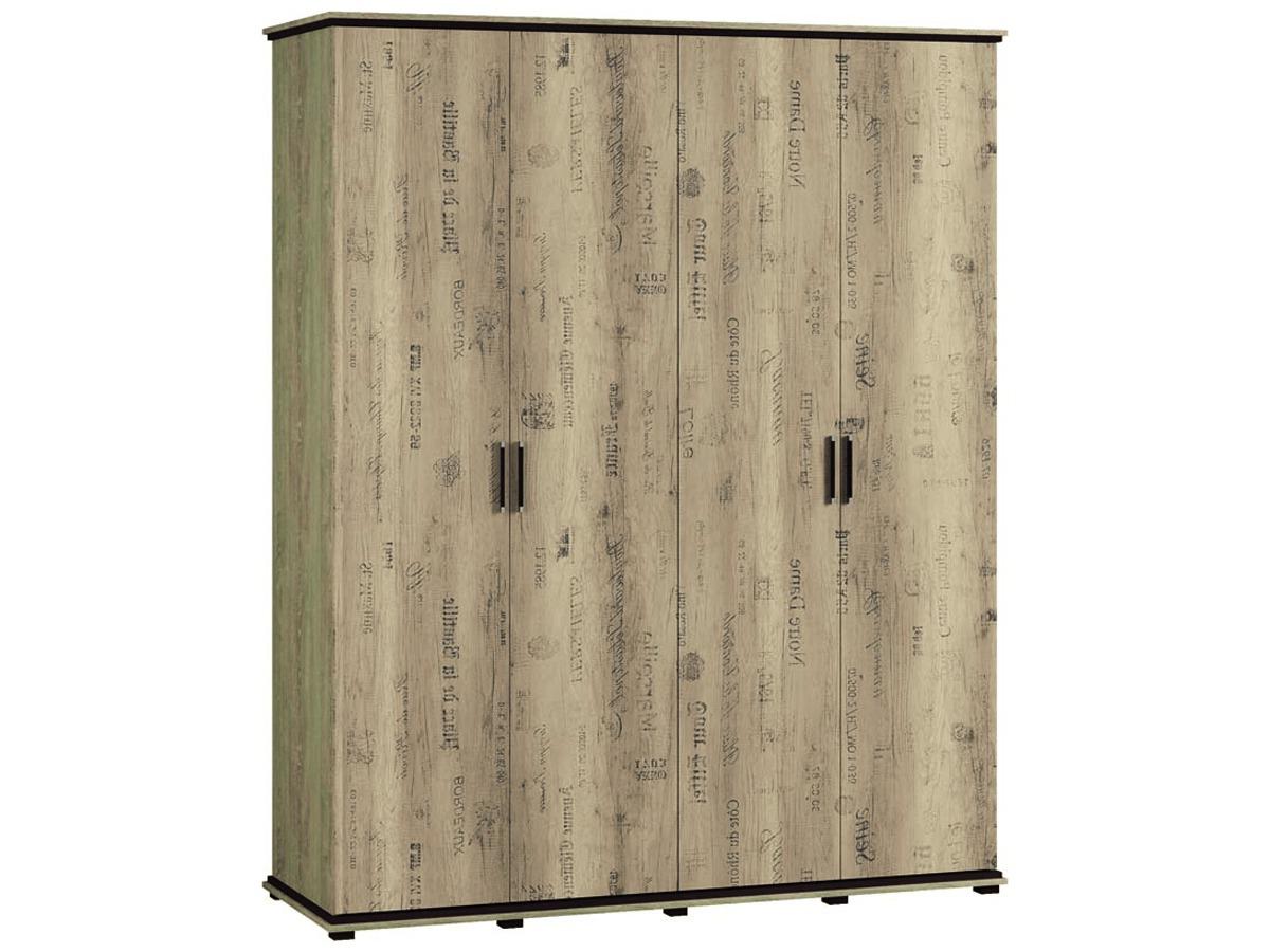 Распашной шкаф Світ Меблів Палермо 4Д в спальню/прихожую/детскую из ДСП 1775x590x2220 цвет Дуб корабельный/Дуб корабельный лейбл