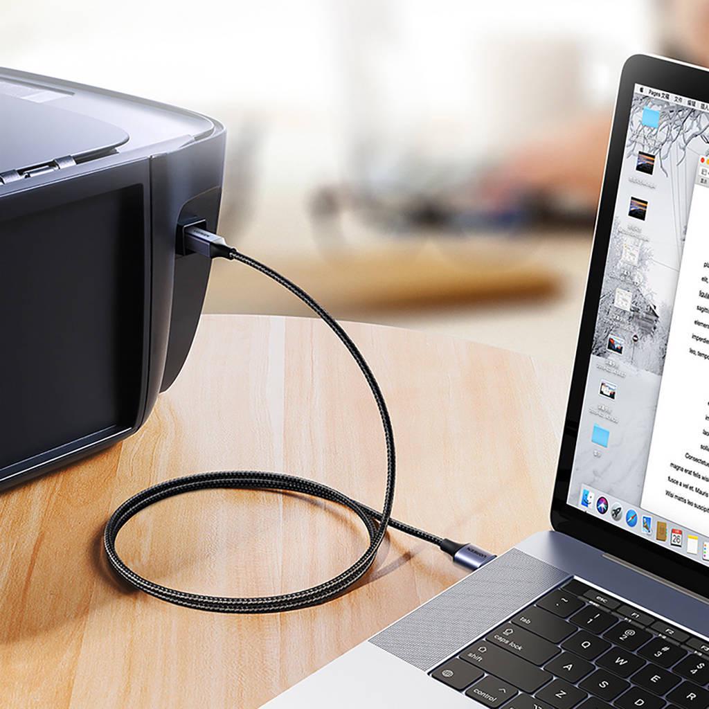 Кабель для принтера UGREEN USB-USB Type-B 2.0 480 Мбіт/с 2A USB-A на USB-B нейлонове обплетення 2 м Чорний (80803) - фото 7