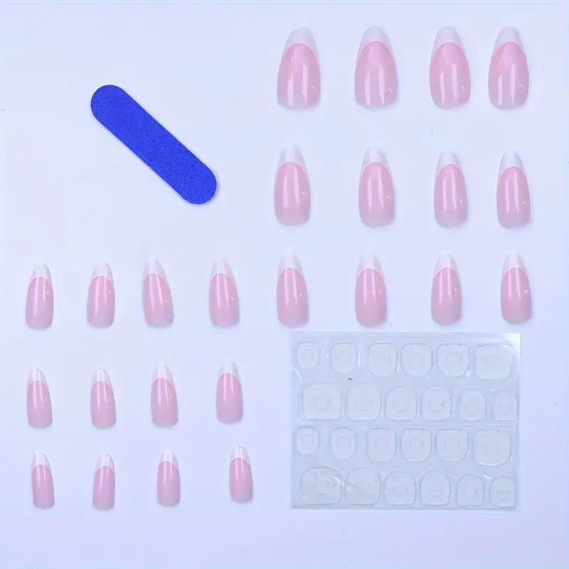 Накладні нігті френч мигдаль із клейовими пластинами 24 шт. Білий з рожевим - фото 8 Накладні нігті френч мигдаль із клейовими пластинами 24 шт. Білий з рожевим - фото 8