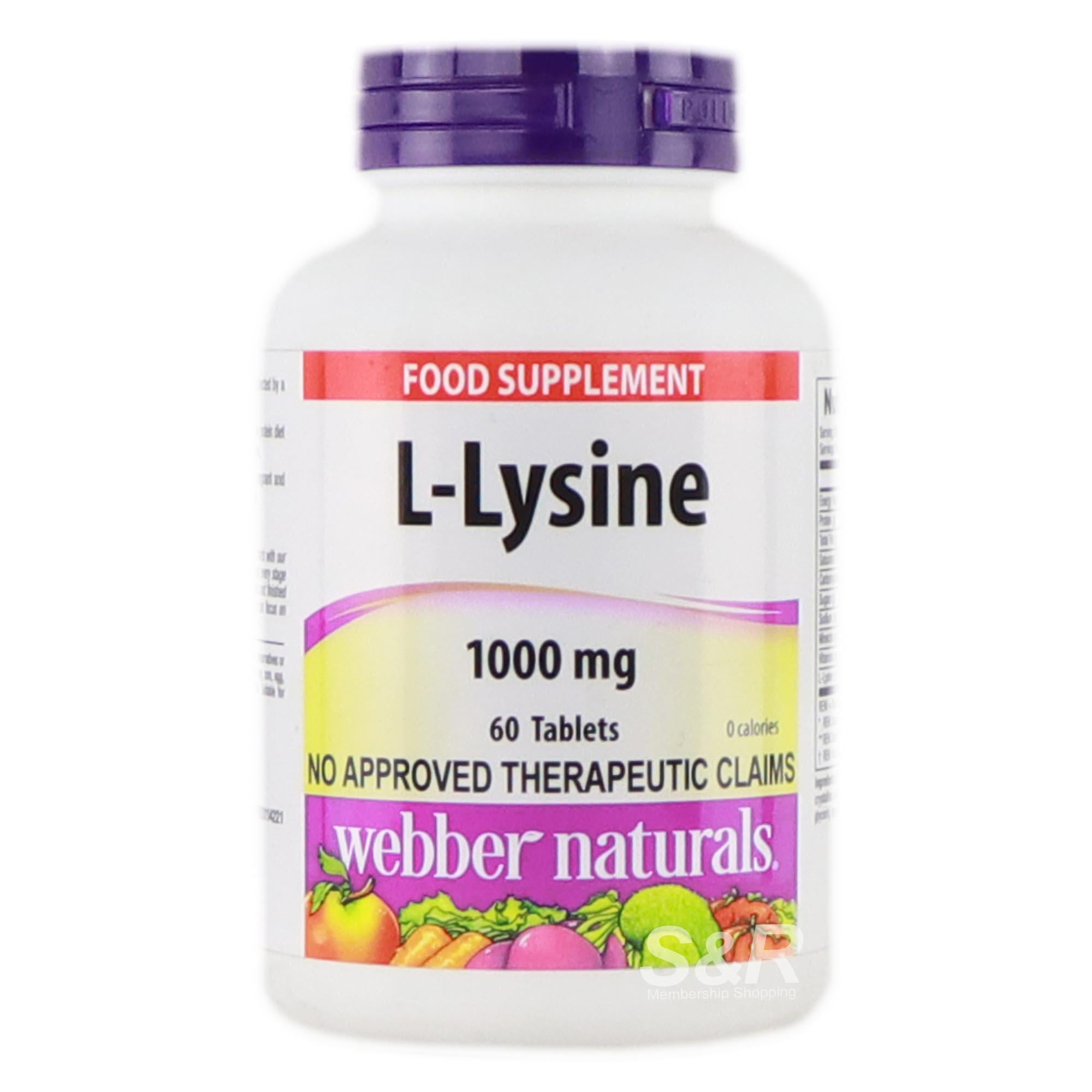 Лизин L Webber Naturals L-Lysine 1000 mg 60 tablets