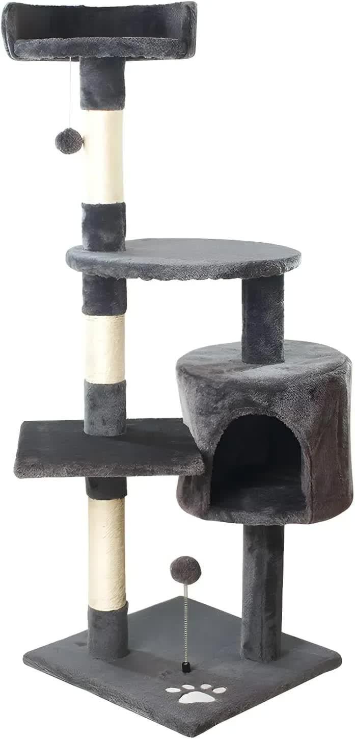 Игровой комплекс MT04 для кошек с когтеточкой и домиком 40x40x116 см (32143766)