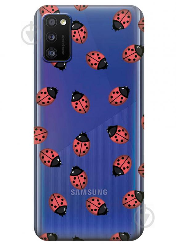 Прозрачный силиконовый чехол iSwag для Samsung Galaxy A41 с рисунком - Божьи коровки (KS3083)