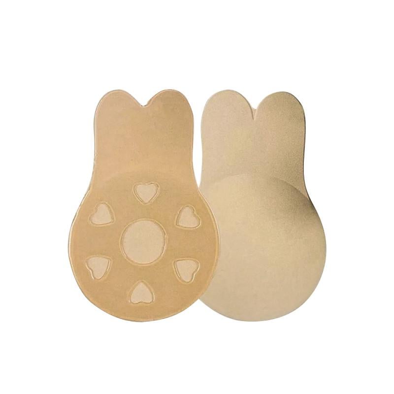 Наклейки на грудь силиконовые Lesko TR-1 с ушками для подтягивания груди многоразовые 9,5 см Бежевый (24366725)