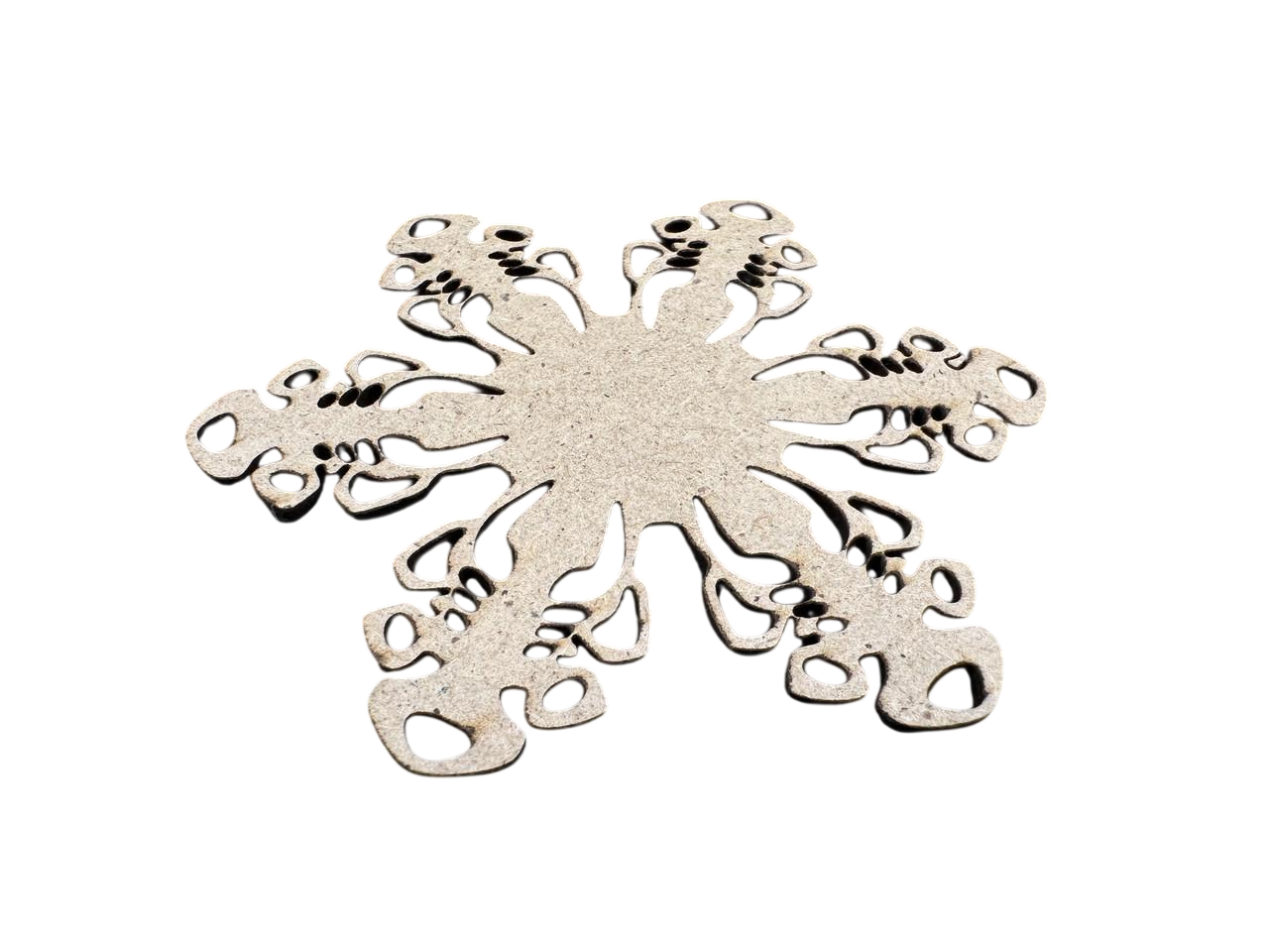 Ялинкова новорічна іграшка Сніжинка з МДФ під розпис 90 мм Бежевий (HP-168-1)