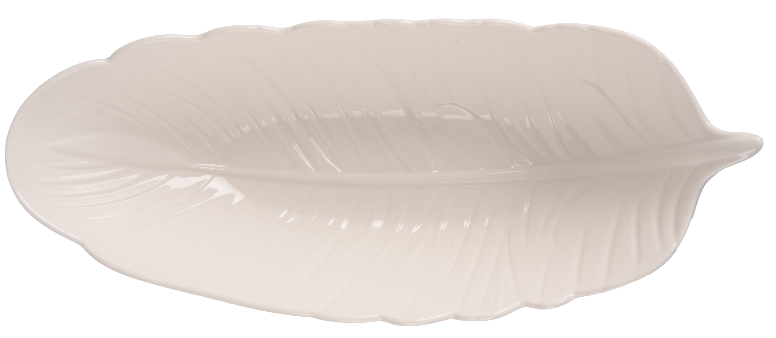 Блюдо LED Deep Leaf White овальне порцелянове 35х14х8 см (B010392)