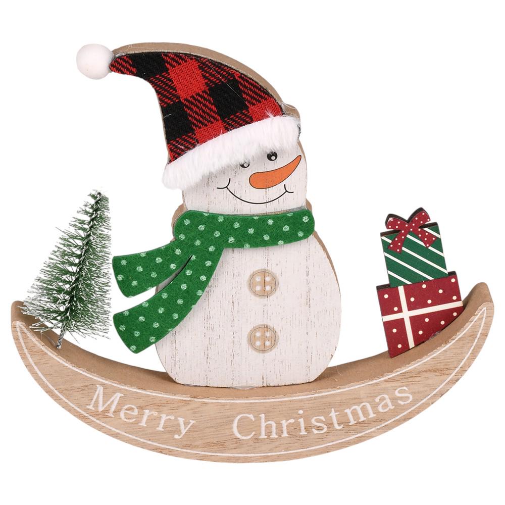 Новогодняя фигурка для декора Snowman R33787 дерево 14х16 см Белый с бежевым (30651716)