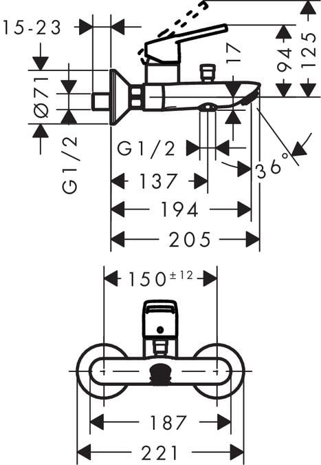 Смесители для ванны Hansgrohe Logis 71100000/71400000/26553400 3 шт. (ANT-70614) - фото 3