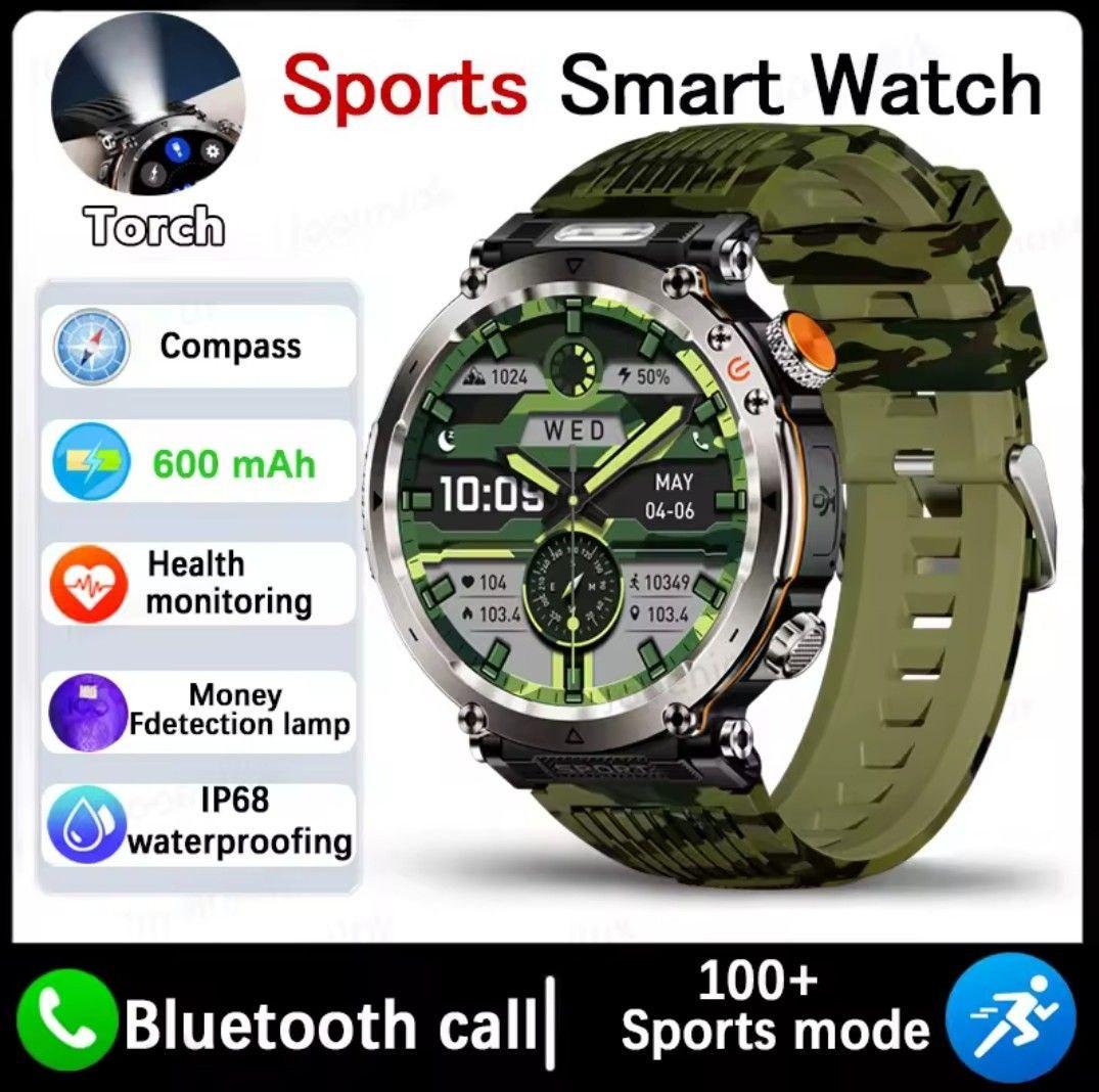 Смарт-часы 1,7'' HD IP68 с компасом/фонариком 600 мАч Зеленый (2621724237) - фото 8 Смарт-часы 1,7'' HD IP68 с компасом/фонариком 600 мАч Зеленый (2621724237) - фото 8