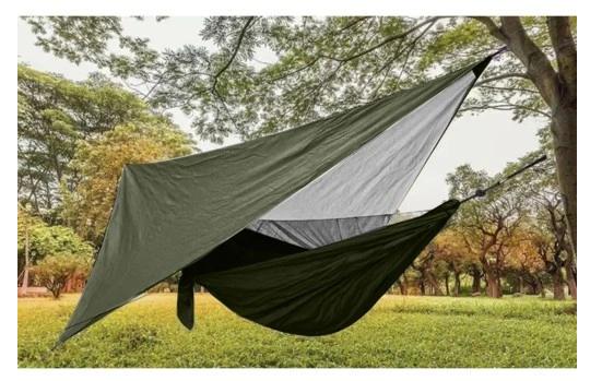 Гамак туристический двухместный усиленный с тентом-навесом и москитной сеткой